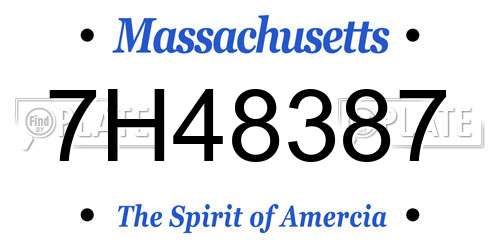 7H48387 Massachusetts License Plate