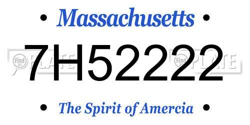 7H52222 Massachusetts License Plate