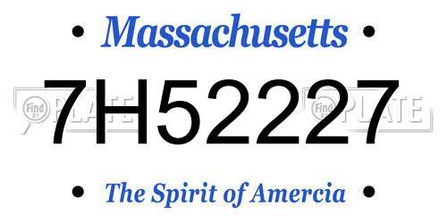 7H52227 Massachusetts License Plate