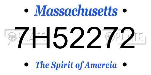 7H52272 Massachusetts License Plate
