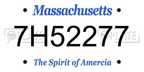 7H52277 Massachusetts License Plate