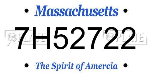 7H52722 Massachusetts License Plate