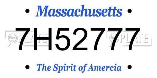 7H52777 Massachusetts License Plate