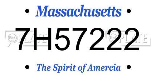 7H57222 Massachusetts License Plate