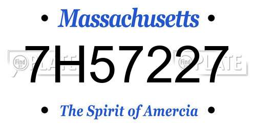 7H57227 Massachusetts License Plate