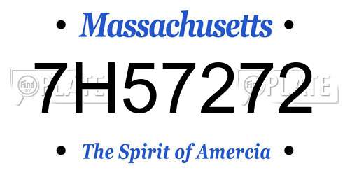7H57272 Massachusetts License Plate
