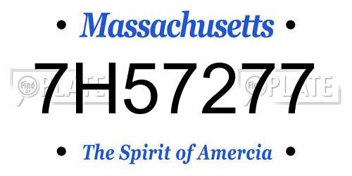 7H57277 Massachusetts License Plate