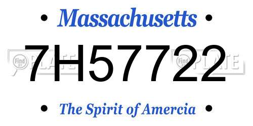 7H57722 Massachusetts License Plate