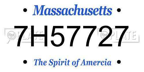 7H57727 Massachusetts License Plate