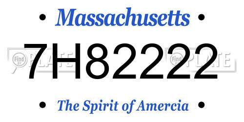 7H82222 Massachusetts License Plate