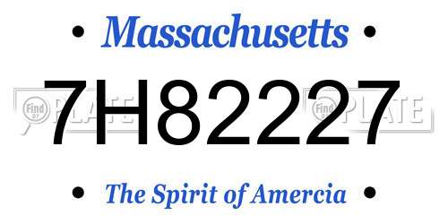 7H82227 Massachusetts License Plate