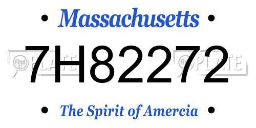7H82272 Massachusetts License Plate