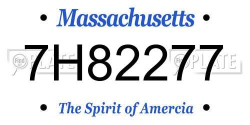 7H82277 Massachusetts License Plate