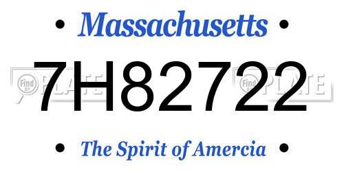 7H82722 Massachusetts License Plate