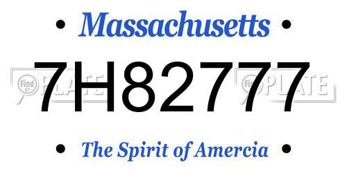 7H82777 Massachusetts License Plate
