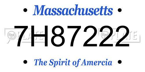 7H87222 Massachusetts License Plate