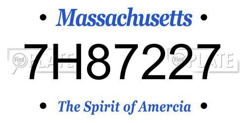 7H87227 Massachusetts License Plate