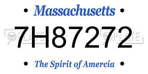 7H87272 Massachusetts License Plate