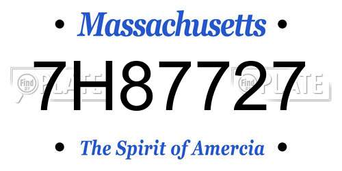 7H87727 Massachusetts License Plate