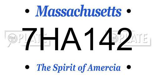 7HA142 Massachusetts License Plate