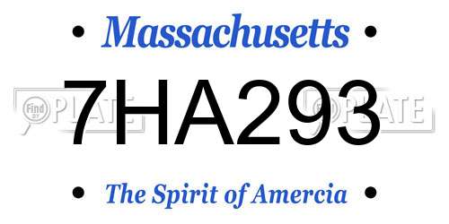 7HA293 Massachusetts License Plate