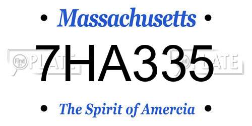 7HA335 Massachusetts License Plate