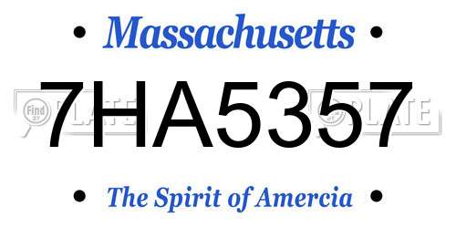 7HA5357 Massachusetts License Plate