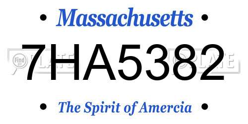 7HA5382 Massachusetts License Plate