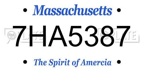 7HA5387 Massachusetts License Plate