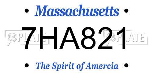 7HA821 Massachusetts License Plate