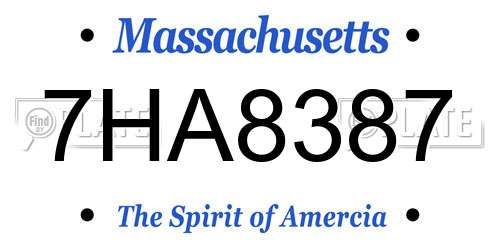 7HA8387 Massachusetts License Plate