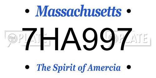 7HA997 Massachusetts License Plate