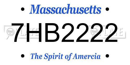 7HB2222 Massachusetts License Plate