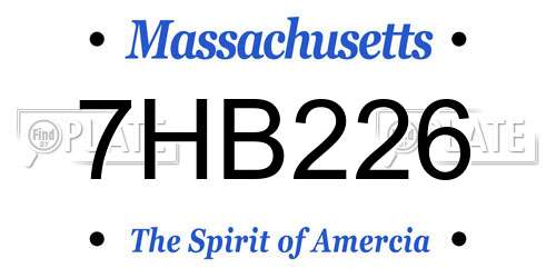 7HB226 Massachusetts License Plate