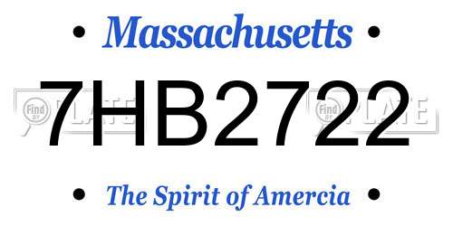 7HB2722 Massachusetts License Plate