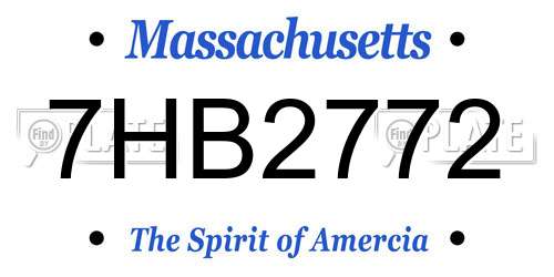 7HB2772 Massachusetts License Plate
