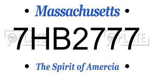 7HB2777 Massachusetts License Plate
