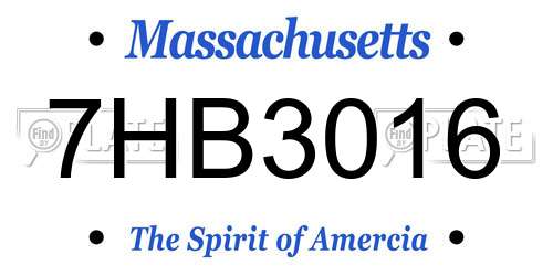 7HB3016 Massachusetts License Plate