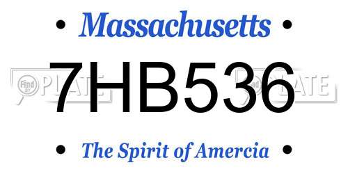 7HB536 Massachusetts License Plate