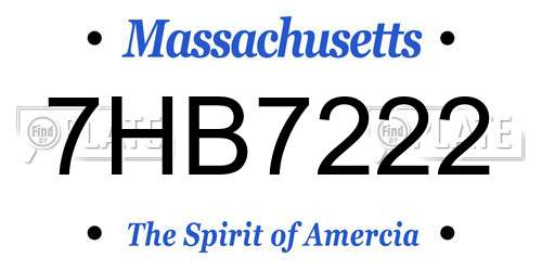 7HB7222 Massachusetts License Plate