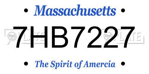 7HB7227 Massachusetts License Plate