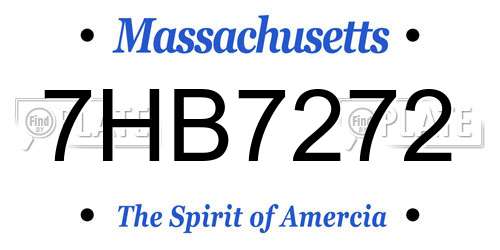 7HB7272 Massachusetts License Plate