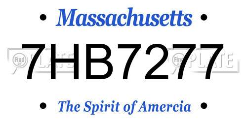7HB7277 Massachusetts License Plate