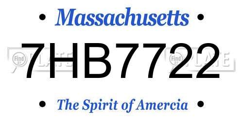 7HB7722 Massachusetts License Plate