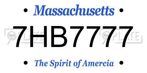 7HB7777 Massachusetts License Plate