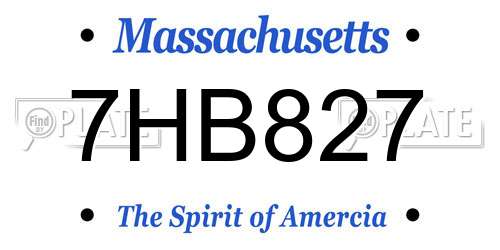 7HB827 Massachusetts License Plate
