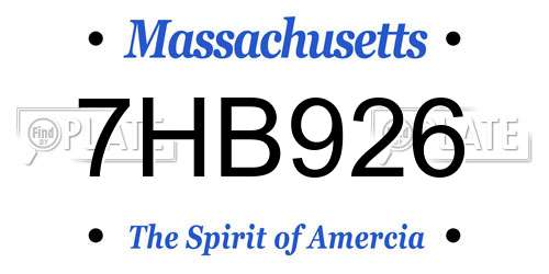 7HB926 Massachusetts License Plate