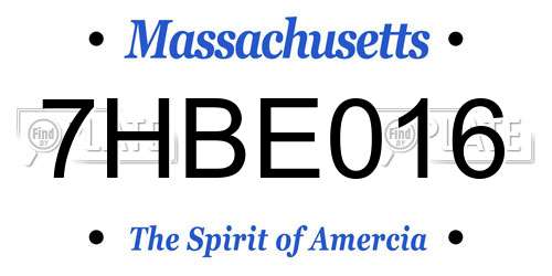 7HBE016 Massachusetts License Plate