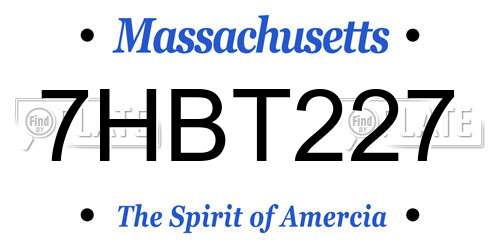 7HBT227 Massachusetts License Plate