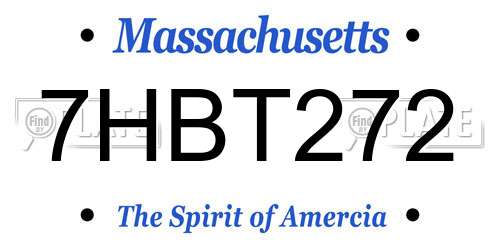 7HBT272 Massachusetts License Plate